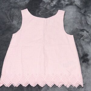 Pink Sleeveless Top with Lace Hem